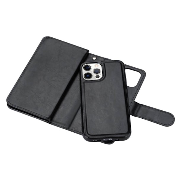 2-i-1 iPhone 13 Pro Max Plånboksfodral 9 Kortplatser - Svart Svart