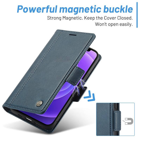 LC.IMEEKE iPhone 12 Plånboksfodral Konstläder - Full Protection - Blå