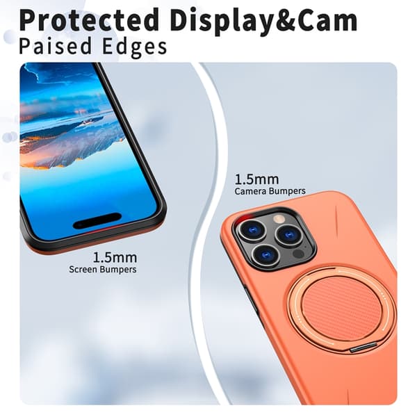 Mobilskal till iPhone 15 Pro Max MagSafe Rotating Kickstand TPU + PC Orange