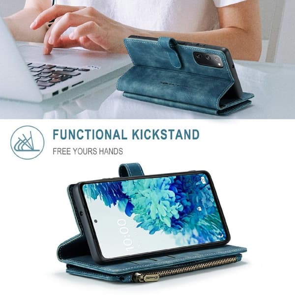 CASEME Konstläder Plånboksfodral för Samsung Galaxy S20 FE 2022 - Grön