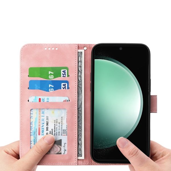 DIERFENG DF-03 Plånboksfodral för Samsung Galaxy S24 FE - Konstläder - Rosa