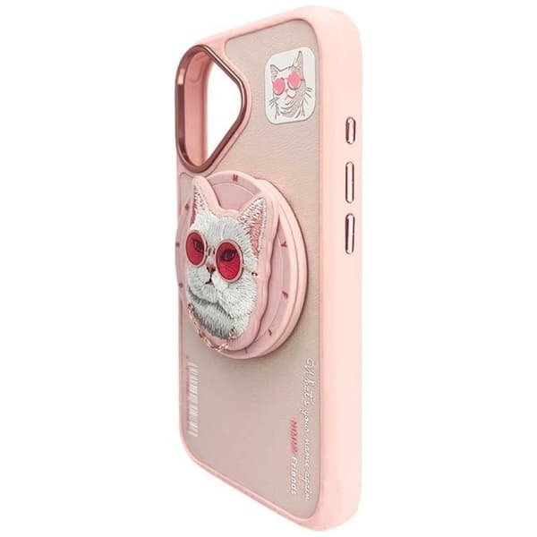 Nimmy Telefontaske til iPhone 16 MagSafe Briller Cool Cat - Pink Rosa