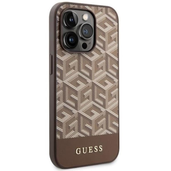 Guess iPhone 14 Pro Max matkapuhelimen suojakuori MagSafe GCube Stripes - ruskea