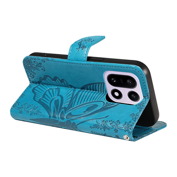 OnePlus 15 5G Plånboksfodral Butterfly Pattern Konstläder - Blå Blå