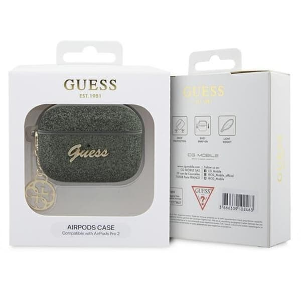 Guess Airpods Pro 2 Skal Glitter Flake Charm - Grön Grön