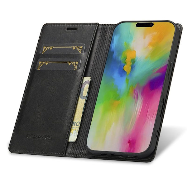 LC.IMEEKE iPhone 16 Plus Plånboksfodral Konstläder - Svart
