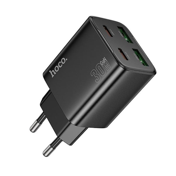 Hoco Snabbladdare PD 30W 2xUSB-A 2xUSB-C QC3.0 3A N56 - Svart