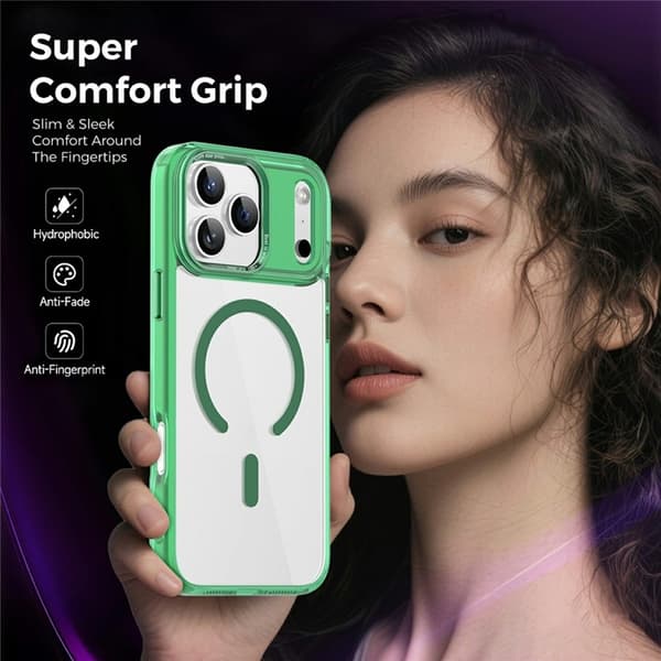 Mobilskal till iPhone 17 Pro MagSafe Transparent TPU+PC - Grön Grön
