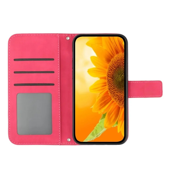 iPhone 17 Pro Max Konstläder Plånboksfodral Sunflower Imprint - Rosa Rosa