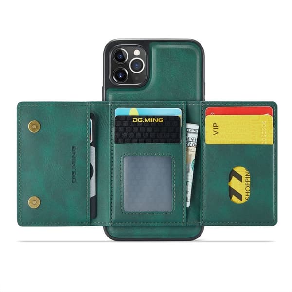 DG.MING M5 Series Mobilskal till iPhone 11 Pro Konstläder Magnetiskt Grön
