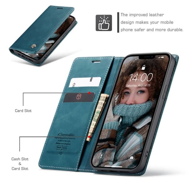 CASEME 013 Wallet Mobilskal för iPhone 13 6.1 tum - Blå