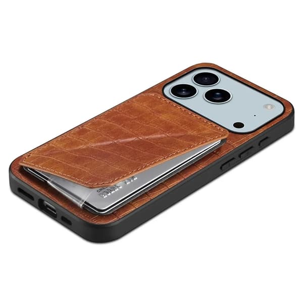 Mobilskal till iPhone 17 Pro Max Korthållare Crocodile Textured - Brun Brun