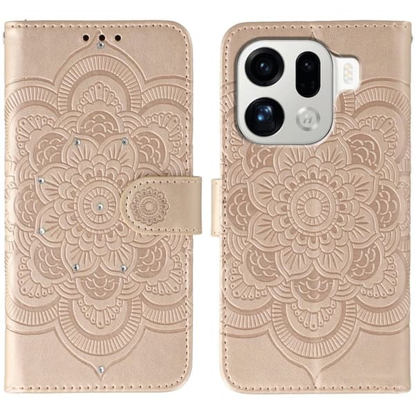 Oppo Find X9 Pro 5G Plånboksfodral Konstläder Mandala Mönster - Roséguld
