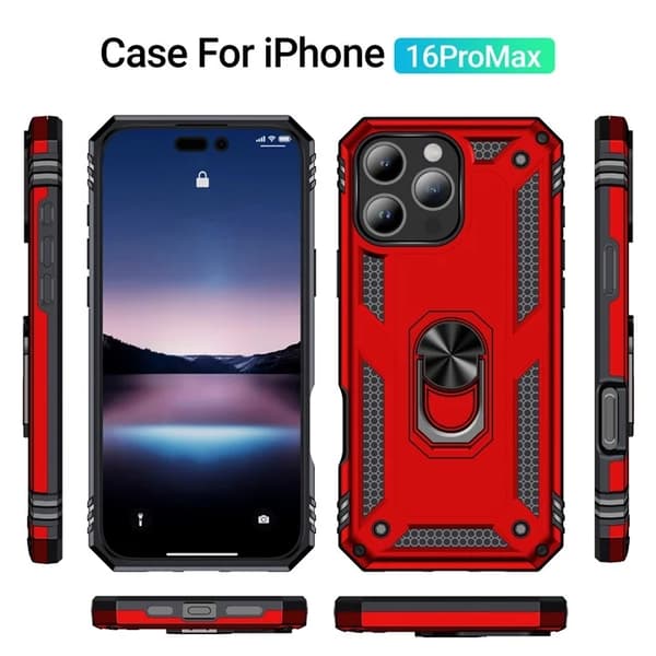 Mobilskal till iPhone 16 Pro Max Anti-drop med Kickstand - Röd Röd