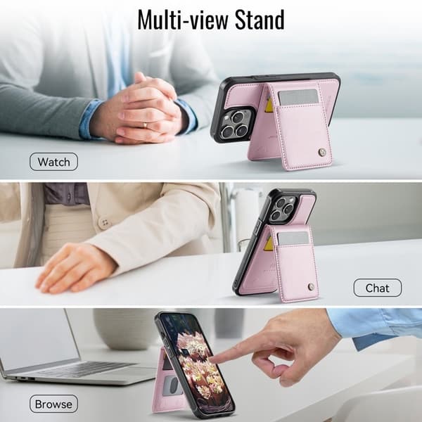JEEHOOD J06 Mobilskal till iPhone 12 Pro Max Läder MagSafe Rosa