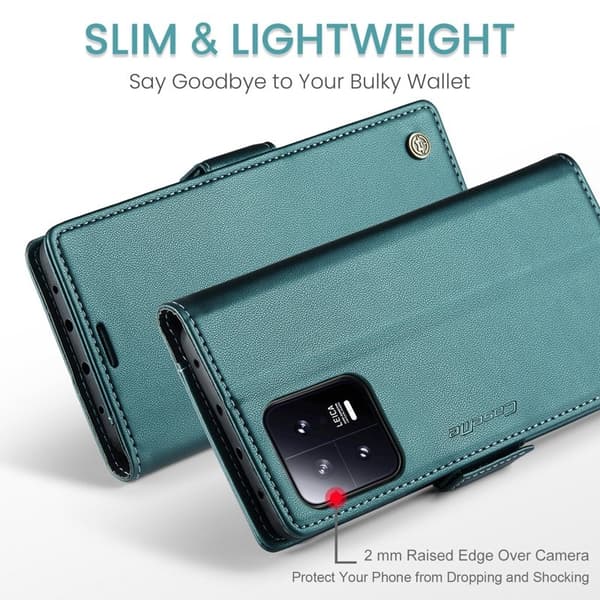 CASEME Xiaomi 13 Plånboksfodral Konstläder RFID-Skydd Grön