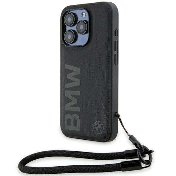 BMW iPhone 15 Pro Max Mobilskal Signature Läder Wordmark Cord Svart