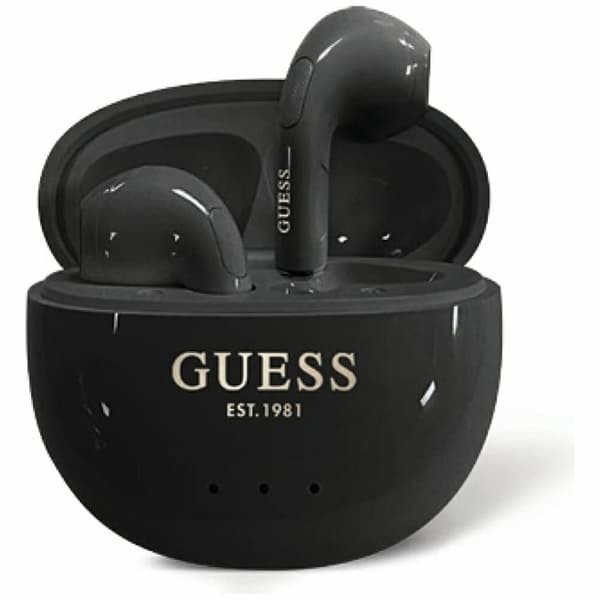 Guess TWS In-Ear Hörlurar Glossy Effect Egg Shape Printed Logo - Svart Black