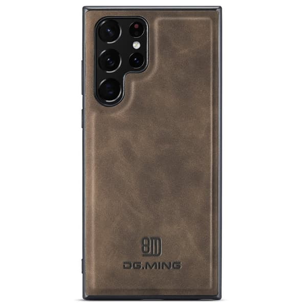 DG.MING Mobilskal till Samsung Galaxy S24 Ultra Läder+PC+TPU Brun