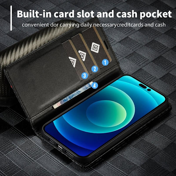 LC.IMEEKE iPhone 15 Pro Max Plånboksfodral Konstläder - Vertikal rand
