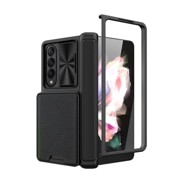 Galaxy Z Fold 4 Mobil Cover Kortholder Kamera Slider - Sort
