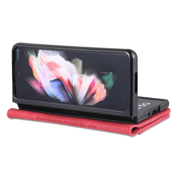AZNS Samsung Galaxy Z Fold3 Plånboksfodral Konstläder - Röd
