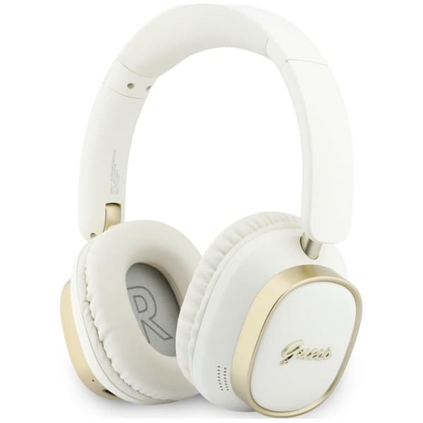 Guess On-Ear Hörlurar Bluetooth ENC Rectangle Metal Script - Vit
