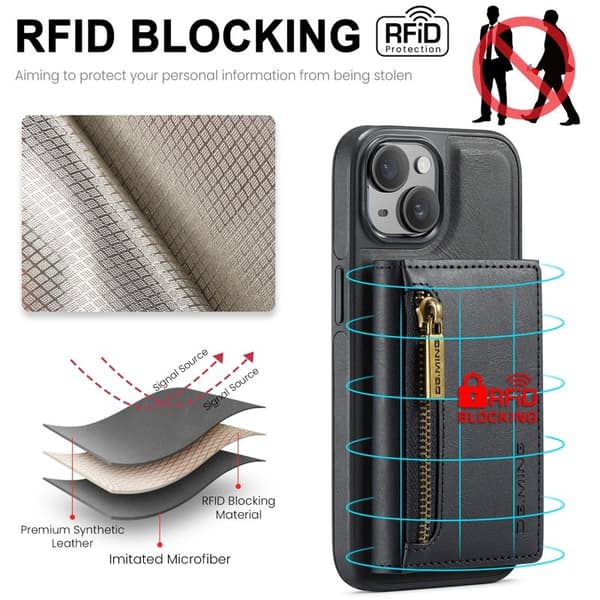 DG.MING M5 Series Mobilskal till iPhone 14 Plus Magnetiskt Konstläder Svart