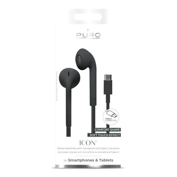 Puro - Icon Stereo-hovedtelefon med USB-C og mikrofon. - Sort Black