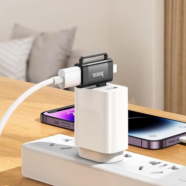 Hoco 2in1 Adapter OTG USB-A till Lightning/USB-C UA31F - Svart Black