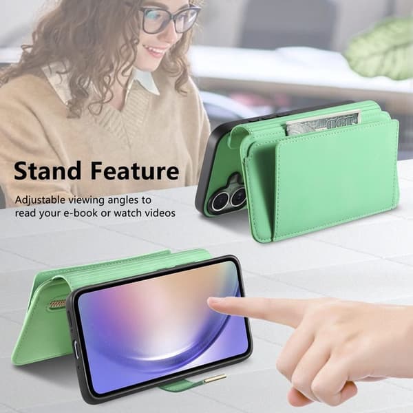 Samsung Galaxy A55 5G Plånboksfodral Konstläder Magnetisk - Grön