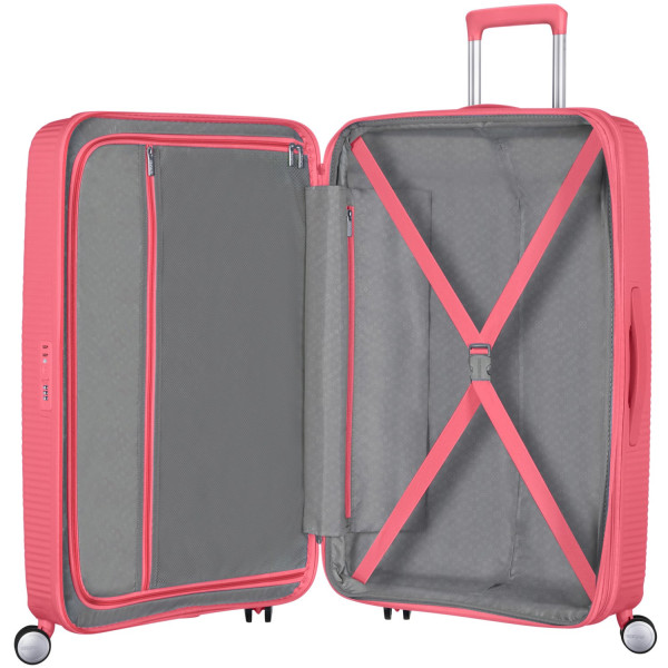 American Trourister Suitcase Soundbox 67 Exp - vaaleanpunainen