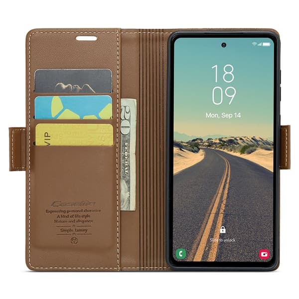 CASEME Plånboksfodral Konstläder för Samsung Galaxy S23 FE - Brun