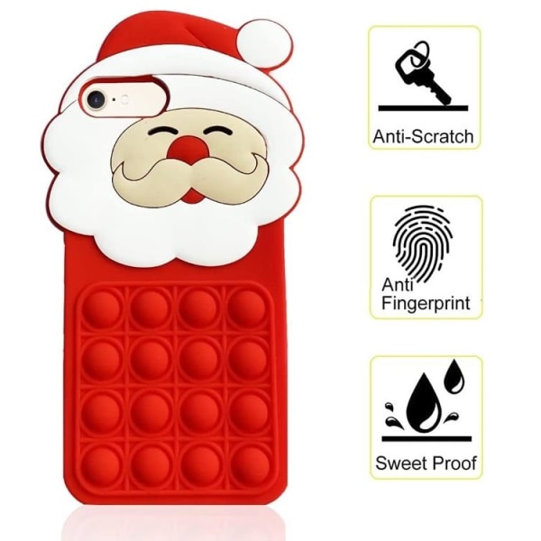 iPhone 7/8 Plus matkapuhelimen suojakuori silikoni Santa Claus Pop It - punainen