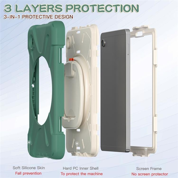 Mobilskal till Galaxy Tab A9 Kickstand Handle Grip - Emerald Grön Grön
