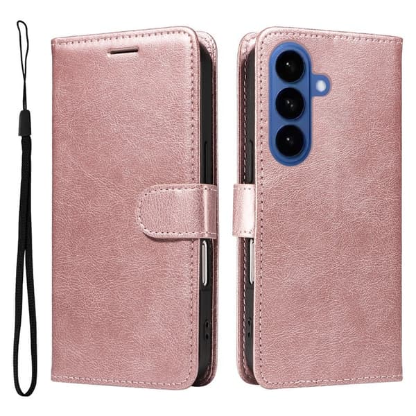 ABEEL Samsung Galaxy S26 Plus Plånboksfodral Konstläder Med Rem - Roséguld