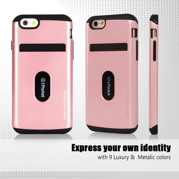 Mercury iPocket Premium skal med kortplats till Apple iPhone 6(S) Plus - Rosa Pink