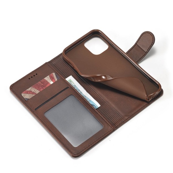 LC.IMEEKE nahkainen lompakkokotelo iPhone 12 Pro Max - kahvi