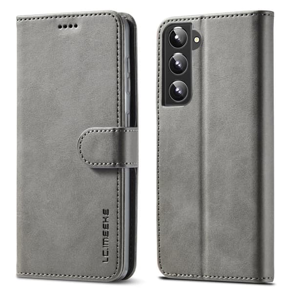 LC.IMEEKE Samsung Galaxy S22 5G Plånboksfodral Konstläder - Grå