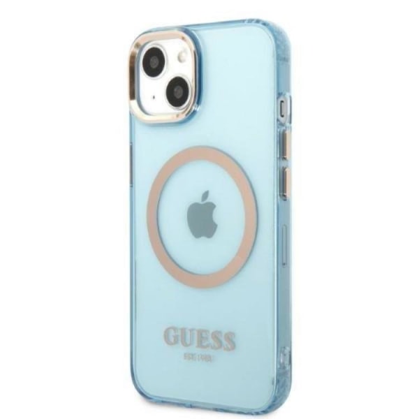 GUESS iPhone 13 Skal MagSafe Gold Outline Translucent - Sininen