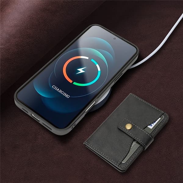 Mobilskal till iPhone 17 MagSafe Detachable Korthållare Svart