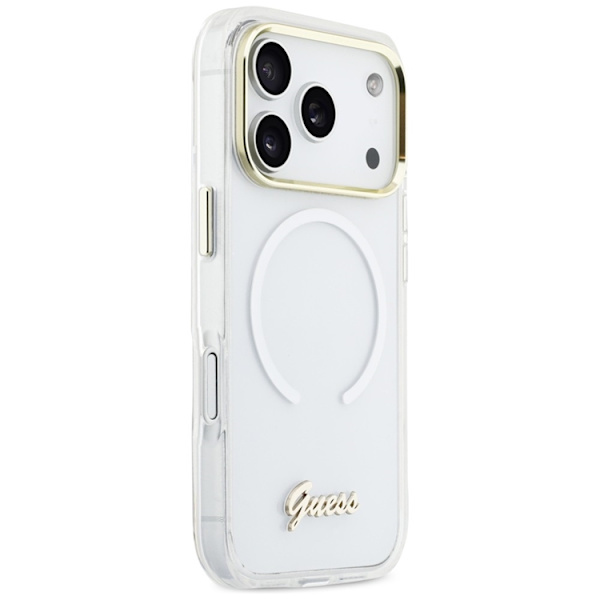 Guess Mobilskal För iPhone 17 MagSafe IML Gradient Script Metal - Vit Vit