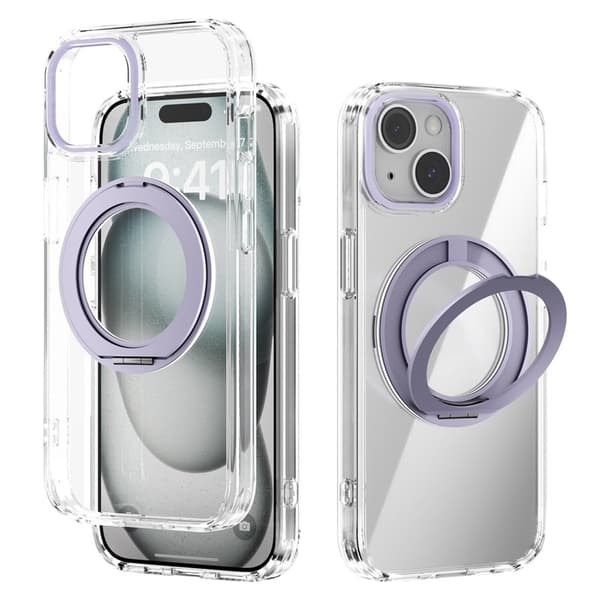 ABEEL Q-LUCK Mobilskal till iPhone 15 Shockproof TPU + PC Lila