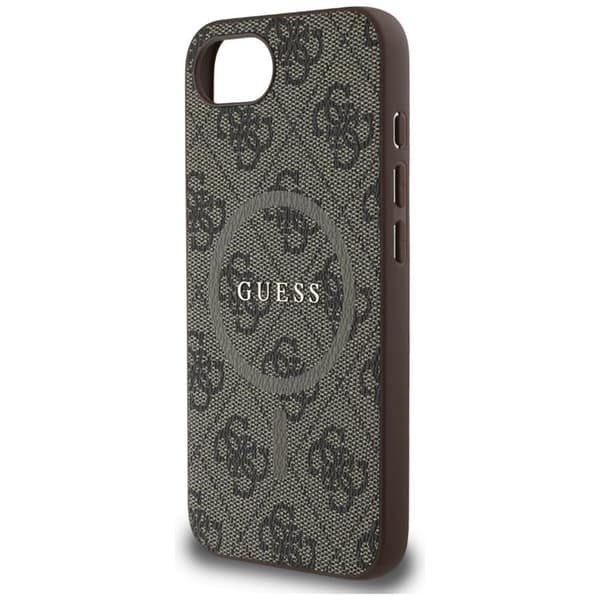 Guess telefonetui til iPhone 16e MagSafe 4G Ring Classic Logo Brun