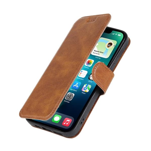 BOOM iPhone 14 Pro Plånboksfodral Calfskin - Brun Brun
