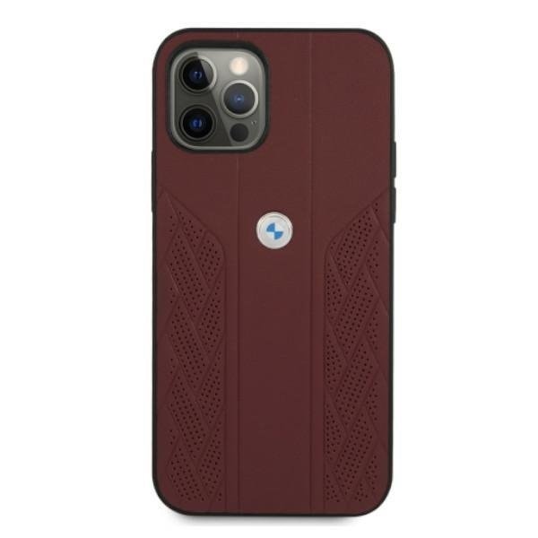 BMW Läder Curve Perforate Skal iPhone 12 / 12 Pro - Röd Röd