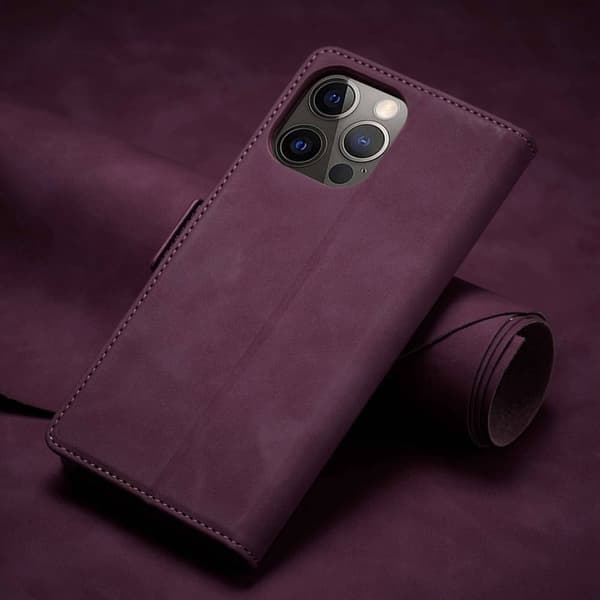 FORWENW F3-Series iPhone 13 Pro Plånboksfodral Konstläder - Vinröd