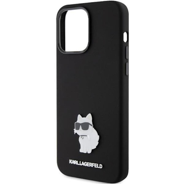 KARL LAGERFELD iPhone 15 Pro Max Mobilskal Silikon Metal Pin Svart