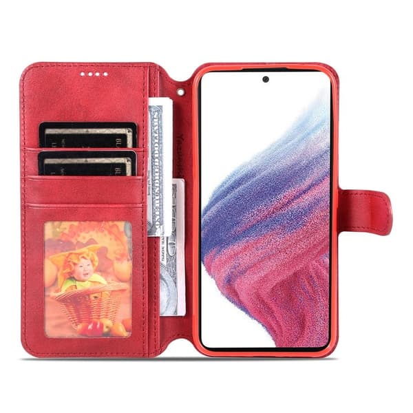 AZNS Samsung Galaxy A54 5G Plånboksfodral Konstläder - Röd