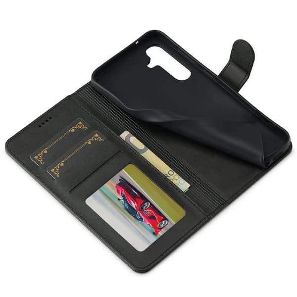 LC.IMEEKE Samsung Galaxy S25 FE Plånboksfodral Konstläder - Svart